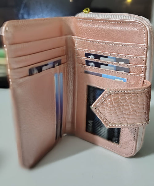 DALS Aurora Zip Wallet in Blush Leather
